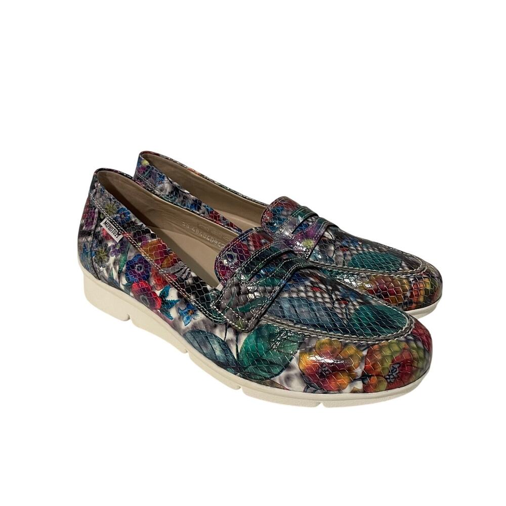 Mephisto Diva Reptile Floral Snakeskin Penny Loafer Wedge Leather 11